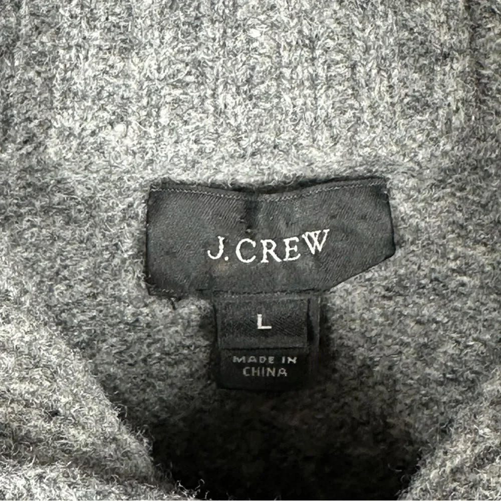J. Crew Men’s Gray 100% Lambswool Shawl Collar Preppy Fall Sweater Size Large